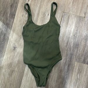 aerie ribbed scoop back green one piece swimsuit